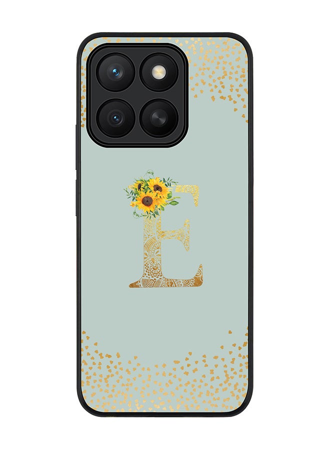 Stylizedd For Honor X8c Case,Slim fit Camera Protection, Shockproof Thin Phone cover  - Custom Floral Monogram - E  (Light Grey )