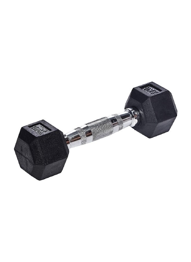 BODY SCULPTURE Hex Shaped Rubber Coated Dumbbell Black and Silver 2 kg BW-460-2KG  - Image 3