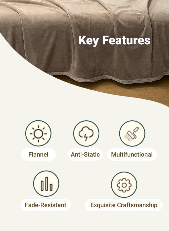 بطانية خفيفة الوزن، 1000 جرام، بطانية فائقة النعومة لجميع الفصول، بطانية للفراش والأريكة، لون بني قهوة 150 × 200 سم - Image 3