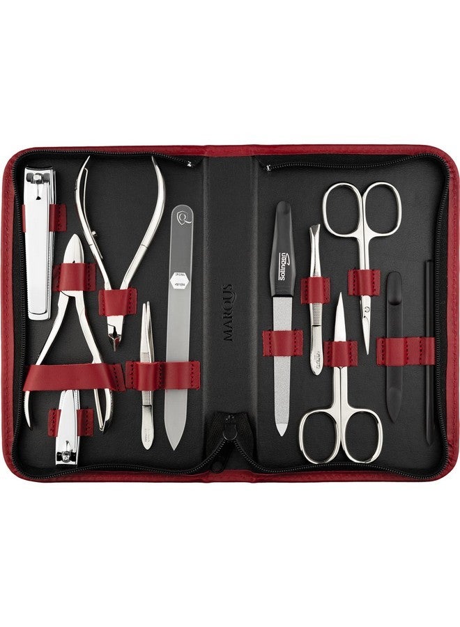 marQus Nail Kit For Men And Women - Manicure Set 12 Pcs - German Made Nail Kit - Grooming Set - Genuine Leather Case With Exclusive Glass Nail File - Manicure Set Made In Germany - Image 1
