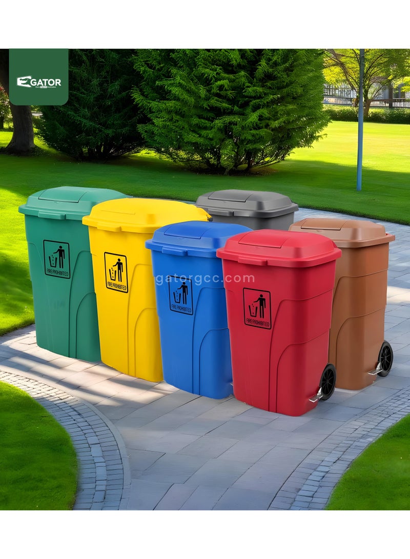 جاتور سلة مهملات جاتور بلاستيكية بغطاء دواسة 120 لتر رمادي - Image 4