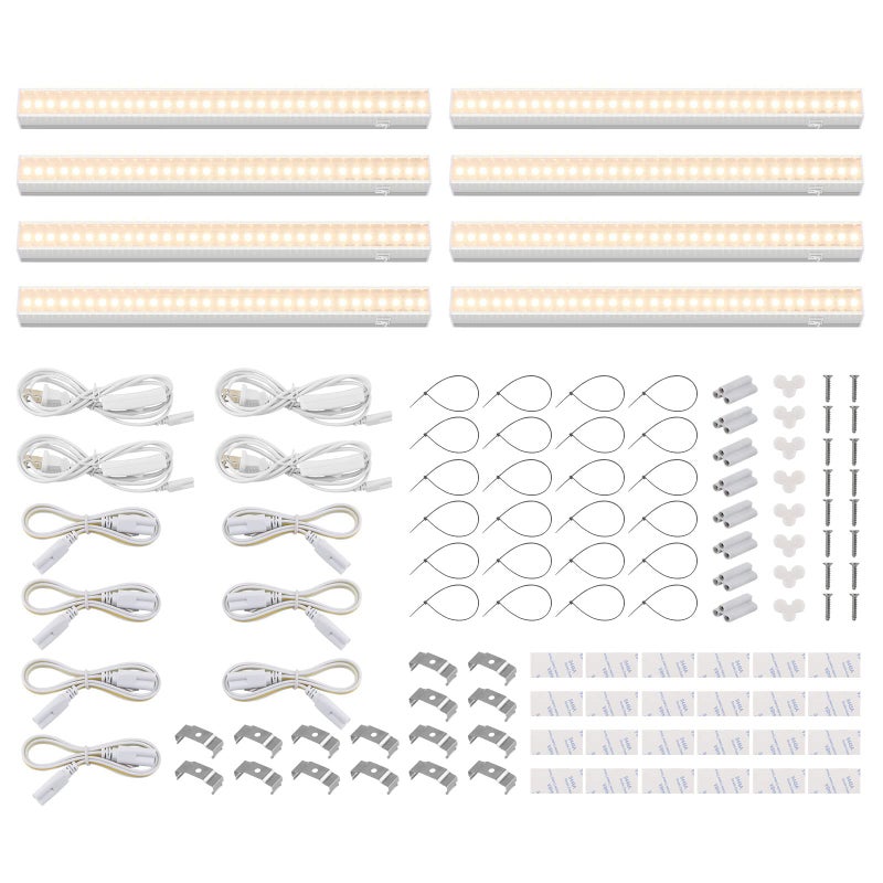 Barrina Grow Lights for Indoor Plants, T5 Grow Light Strip, 1ft Plant Lights for Indoor Growing, Full Spectrum LED Grow Light, Individual Switch, Linkable, Plug and Play, Yellow, 8-Pack - Image 1