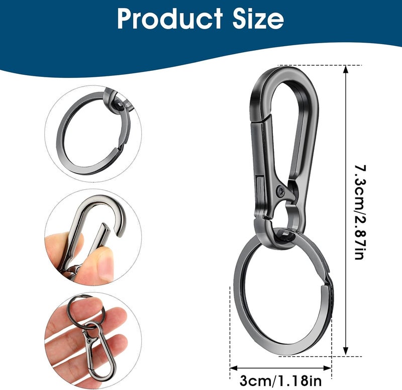 Amaxiu Heavy Duty Metal Keychain with Quick Release Carabiner Clips - 8 Pcs - Image 3