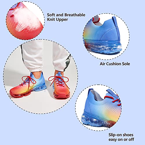 LUCKY STEP Women Air Cushion Fashion Sneakers Breathable Casual Comfortable Lightweight Walking Shoes (Red Blue,10B(M) US) - Image 5