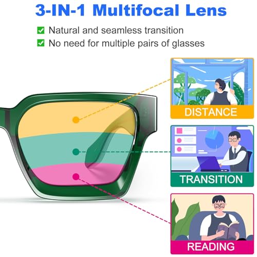 VISOONE Progressive Multifocal Anti-Fog Reading Glasses with Anti-Blue Light and UV Protection Readers Women and Men RIVER - Image 3