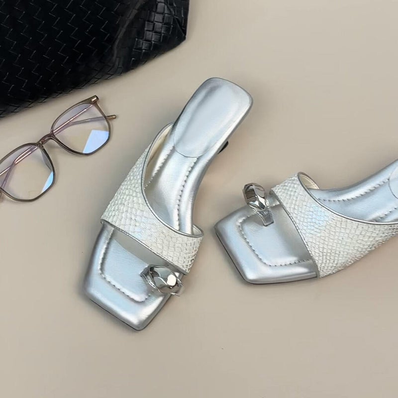 Women's Square Toe Buckle Sandals - Image 4