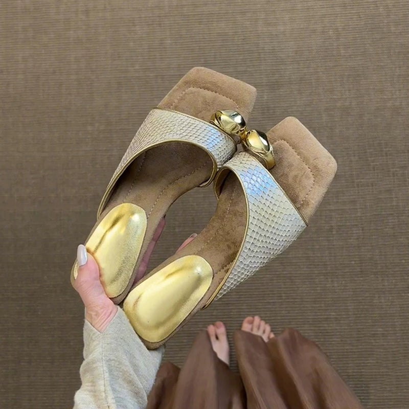 Women's Square Toe Buckle Sandals - Image 5