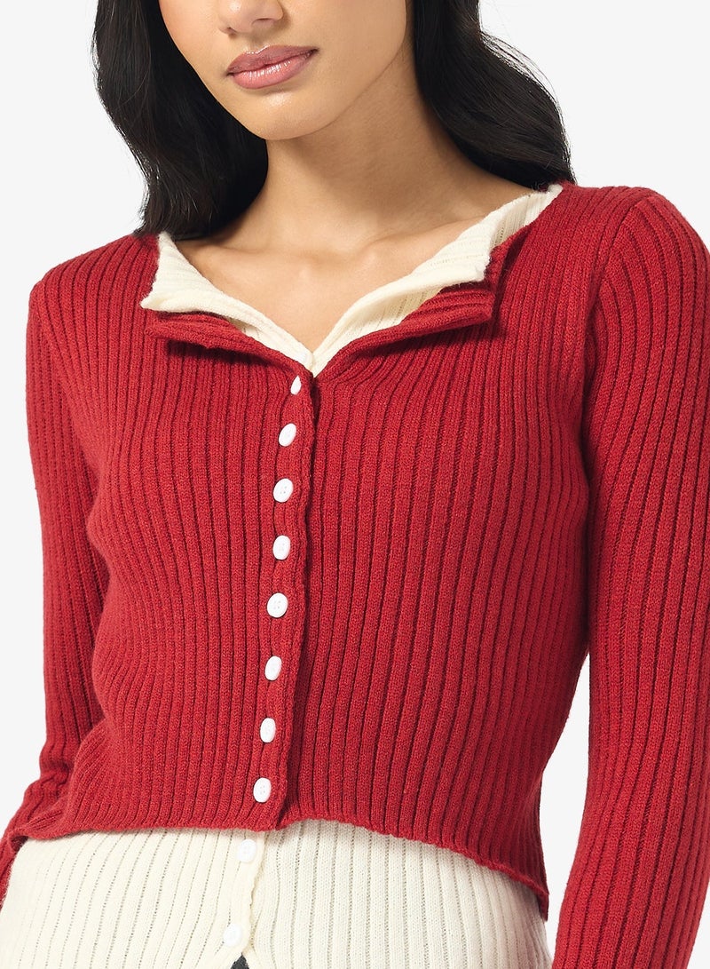 Ginger Slim Fit Cardigan with Contrast Trim - Image 2