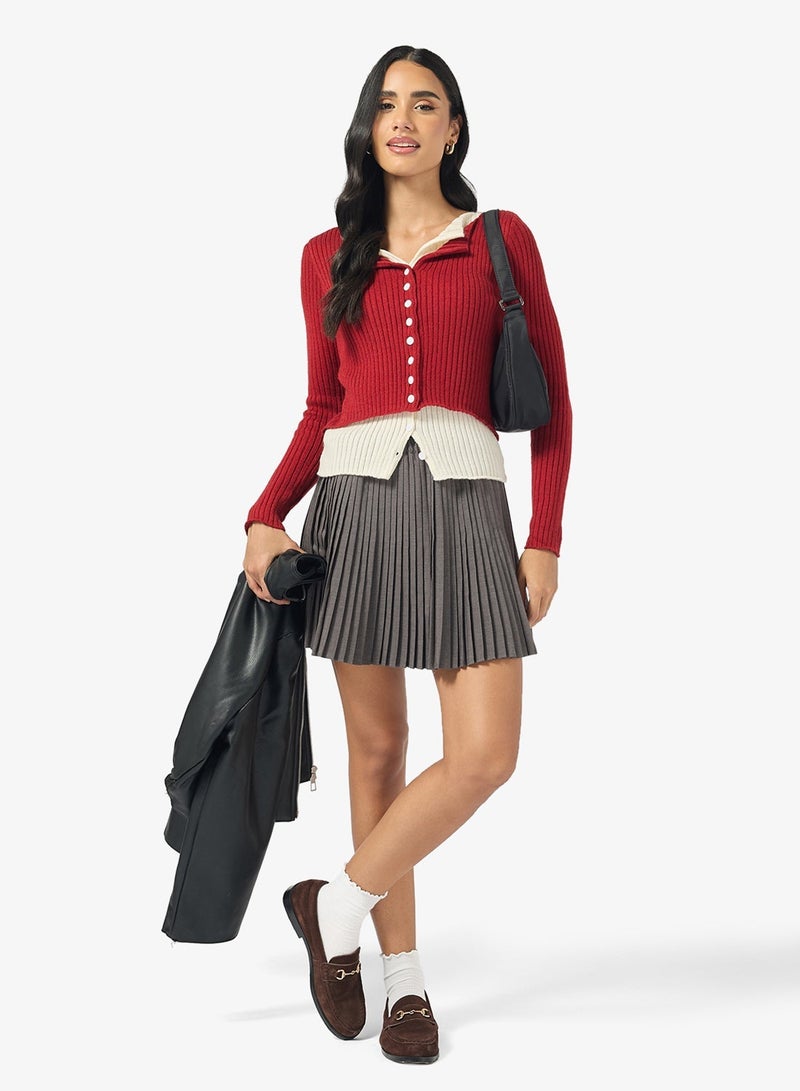 Ginger Slim Fit Cardigan with Contrast Trim - Image 1