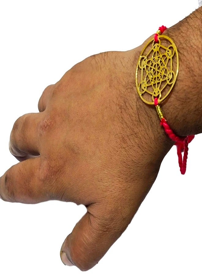 athizay راخي نحاسي من أثيزاي للأخوة، مصنوع من خيط قطني أحمر مزخرف بنقوش ذهبية، مزين بشعار شاكرا، خيط مستوحى من الشاكرا، راخي للأخ، راكشا باندهان، اربط العقدة بحب - Image 2