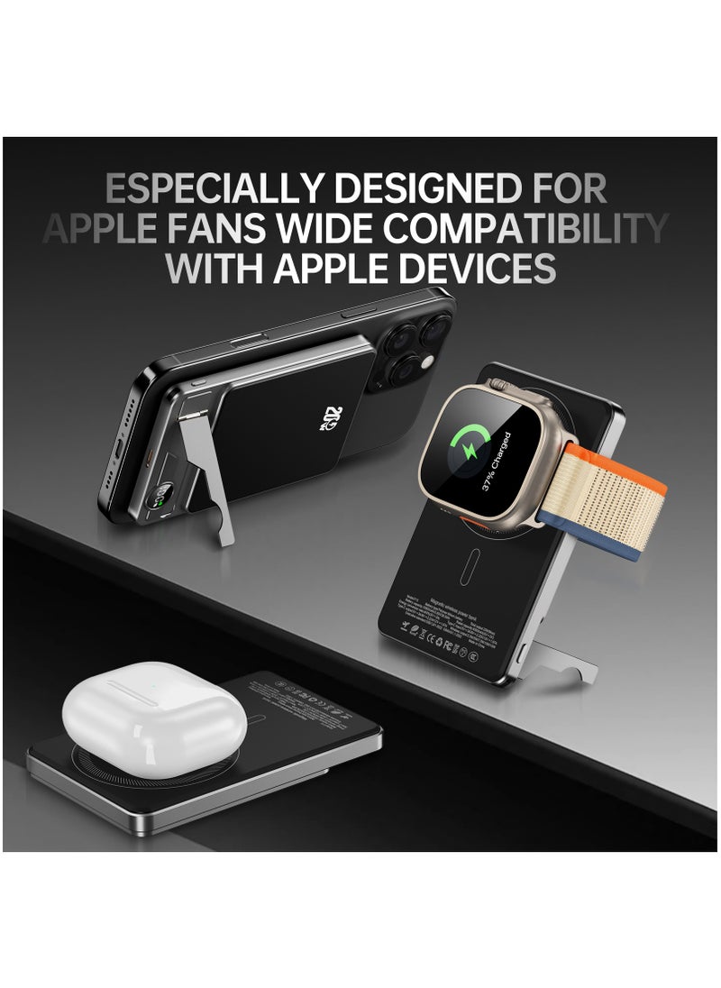 luminum - Ultra-Slim 10000mAh Power Bank,Qi2 Certified 15W Ultra-Fast MagSafe-Compatible Portable Charger,PD 20W 10000mAh Battery Pack with Smart Display and Foldable Stand, For iPhone 16/15/14/13/12 Series,AirPods,iwatch and More(USB-C Cable Include) - Image 1