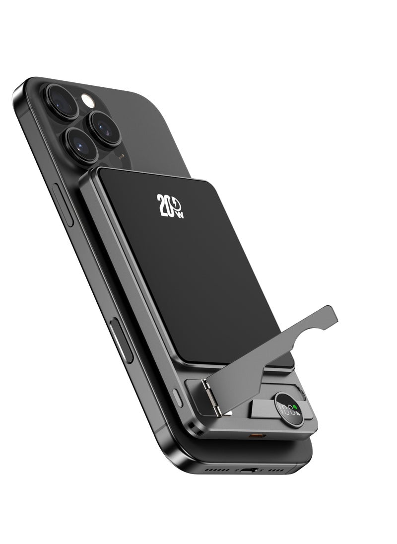 luminum - Ultra-Slim 10000mAh Power Bank,Qi2 Certified 15W Ultra-Fast MagSafe-Compatible Portable Charger,PD 20W 10000mAh Battery Pack with Smart Display and Foldable Stand, For iPhone 16/15/14/13/12 Series,AirPods,iwatch and More(USB-C Cable Include) - Image 1
