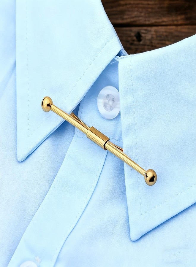 Pretwad 2 Pack Tie Clip & Collar Bar Set for Men - Gold & Silver Necktie Bar Pinch Clip with Tone, Business Tie Pins Collar Holder with Shirt Collar Chain for Wedding, Party, Office & Formal Events - Image 5