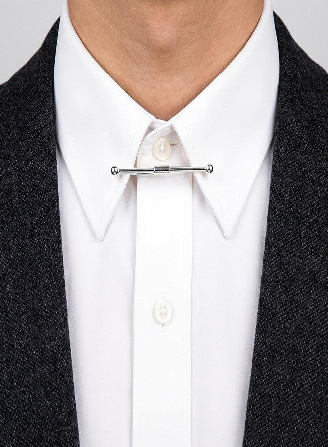 Pretwad 2 Pack Tie Clip & Collar Bar Set for Men - Gold & Silver Necktie Bar Pinch Clip with Tone, Business Tie Pins Collar Holder with Shirt Collar Chain for Wedding, Party, Office & Formal Events - Image 4