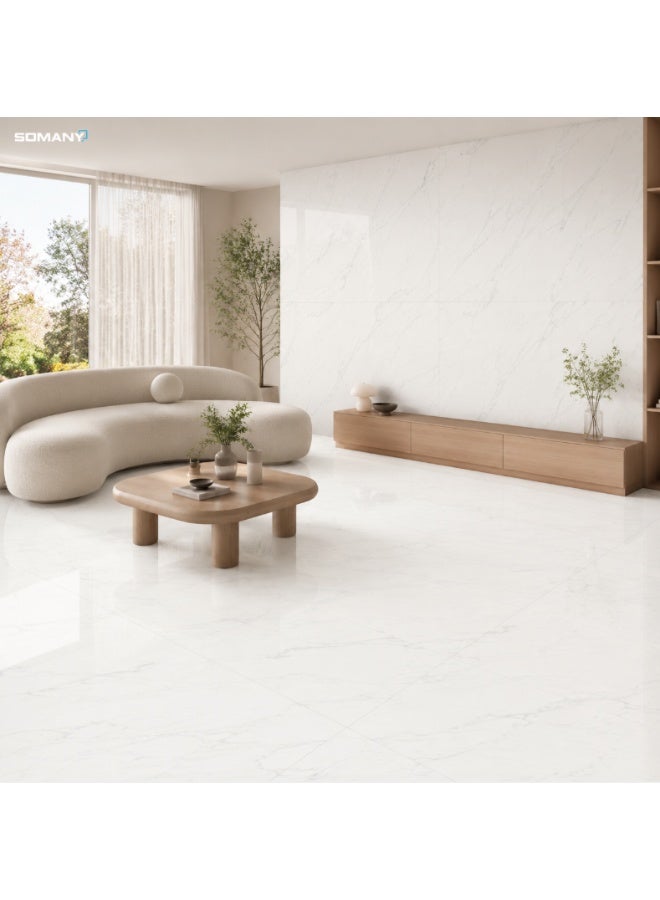 SOMANY Carara White 26 Quill Porcelain Tile 800x2600mm | Premium Large Format Luxury Tile | 15mm Thickness | 2.08 SQM | Modern White Marble Look - Image 2