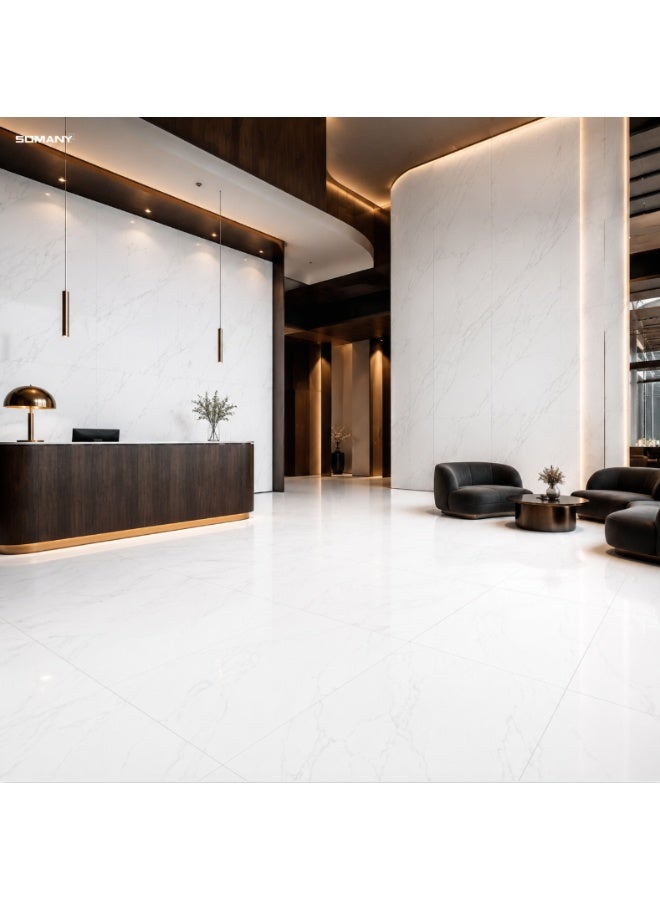 SOMANY Carara White 26 Quill Porcelain Tile 800x2600mm | Premium Large Format Luxury Tile | 15mm Thickness | 2.08 SQM | Modern White Marble Look - Image 3