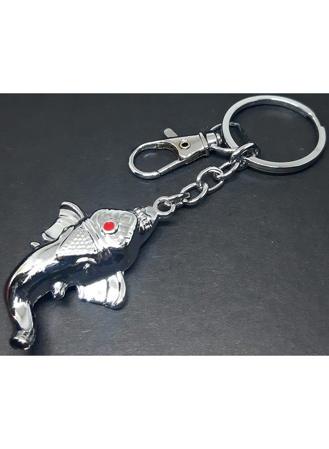 Aura Set Of 3 Goodluck Ekdanta Lambodhar Vighnaharta Siddhivinayak Ganesha Ganpati Bappa Keyring Keychain For Bike Car Home Office Keys Silver Metal Keychain - Image 3