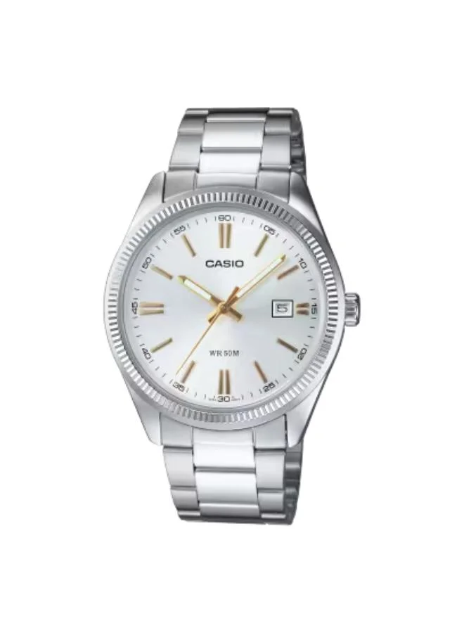 كاسيو Men's Analog Display Watch With Silver Stainless Steel Strap - MTP-1302D-7A2