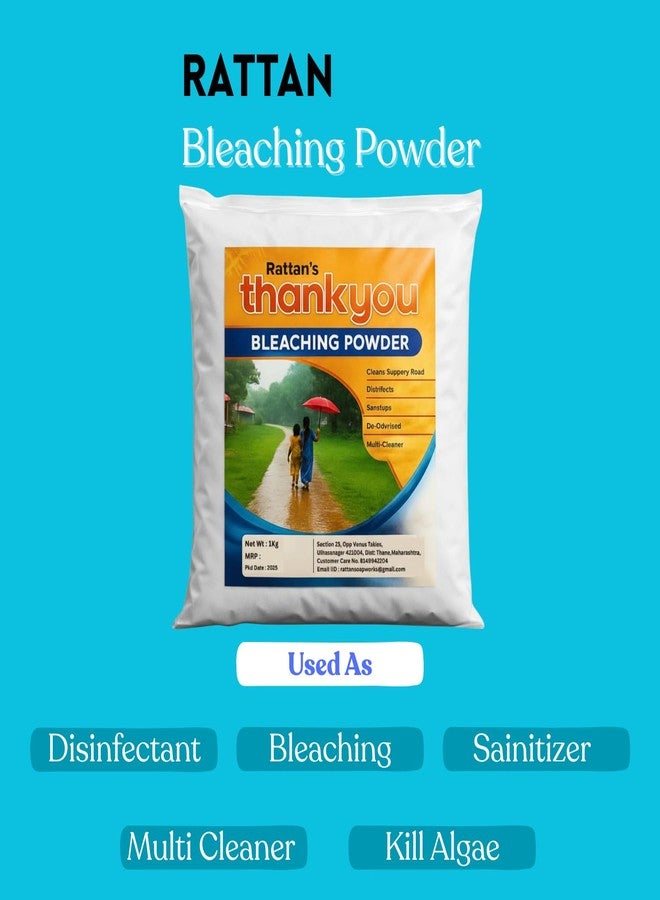 Rattan Bleaching Powder 1kg Strong Disinfectant for Laundry, Bathroom & Kitchen Water Purification & Floor Cleaning | Fast Acting & Safe Formula | For Home & Industrial Use - (Pack of 3) - Image 3