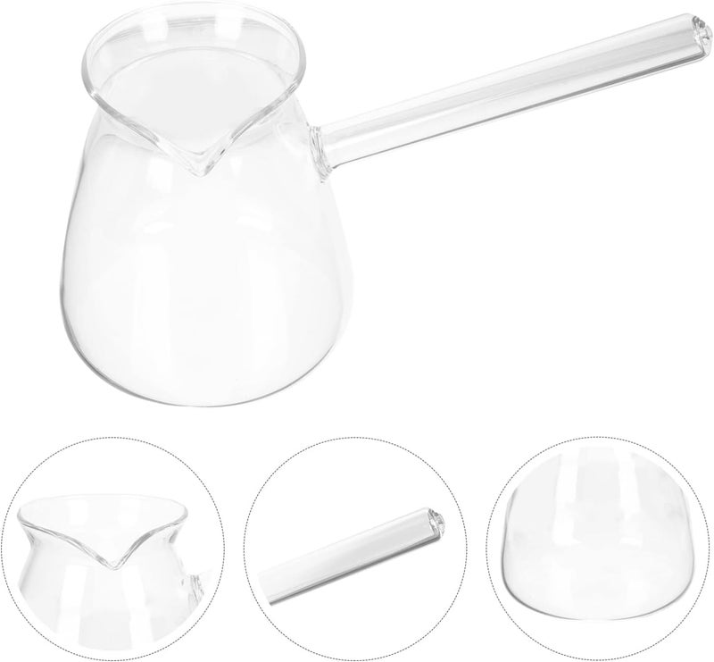 Yardwe 450ML Glass Turkish Coffee Pot with Handle Glass Tea Maker Pot Clear Milk Coffee Pot for Home Kitchen - Image 4