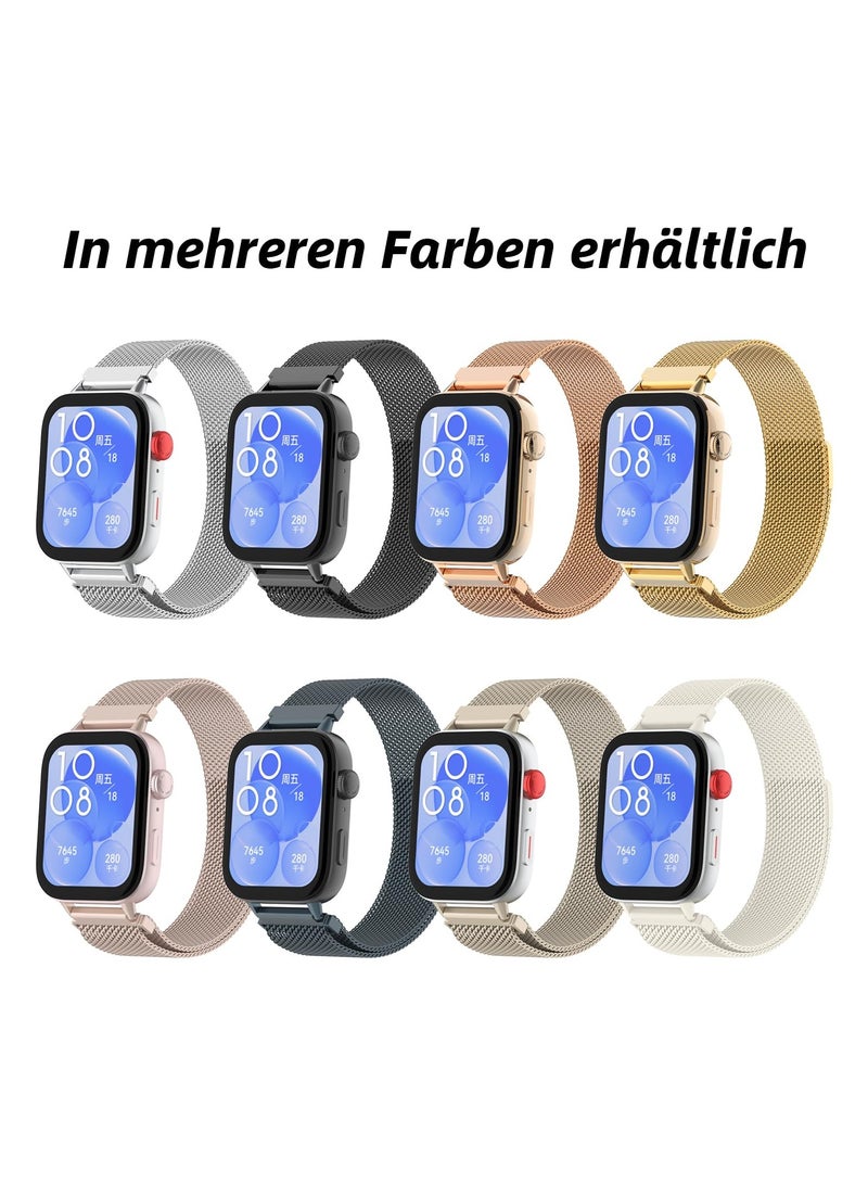 سوار متوافق مع ساعة هواوي فيت 3، حزام بديل من الفولاذ المقاوم للصدأ، شبكة معدنية مع إغلاق مغناطيسي، حزام ساعة للرجال والنساء (أسود) - Image 5