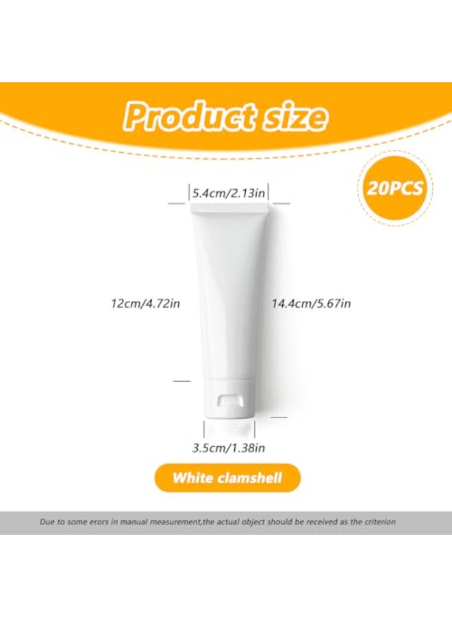 VASANA 20PCS 80ml27oz Empty Refill White Plastic Cosmetic Lotion Tubes Bottles Shampoo Facial Cleanser Makeup Sample Soft Container Tube Bottle Vial Jar Pot Case with Flip Cap - Image 4