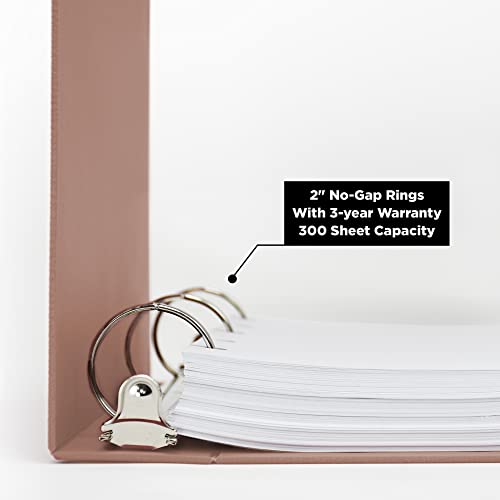 Carstens 2-Inch Heavy Duty 3-Ring Binder - Side Opening, Dusty Rose, Durable Plastic, Precision No-Gap Rings, Waterproof Cover, No Pockets, Holds 300 US Letter Sheets, BPA-Free, Made in USA (2825-3R) - Image 2