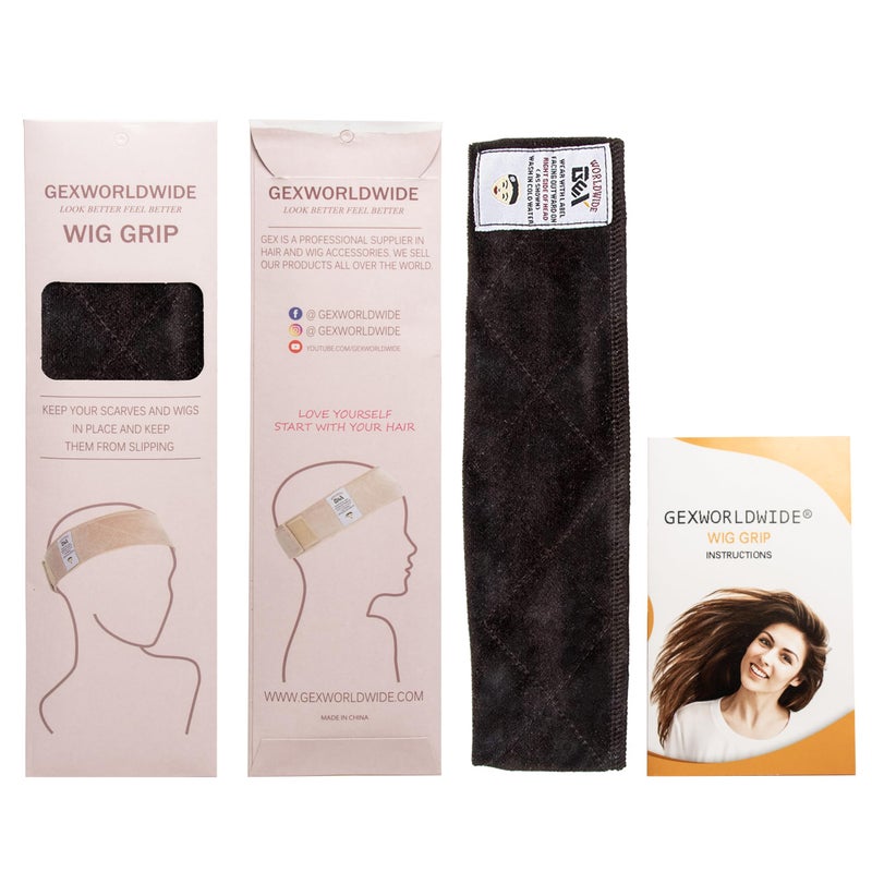 GEXWORLDWIDE GEX Wig Grip Band Flexible Velvet Scarf Head Hair Band Wig Band with Adjustable Fastern (Dark Brown) - Image 4
