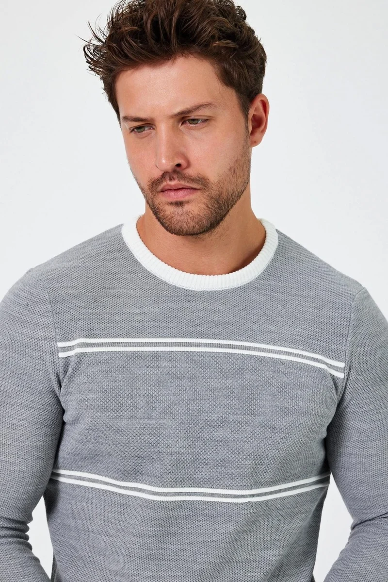 Alexander Gardi Alexandergardı Crew Neck Striped Regular Fit Sweater (E24-EZE-04)