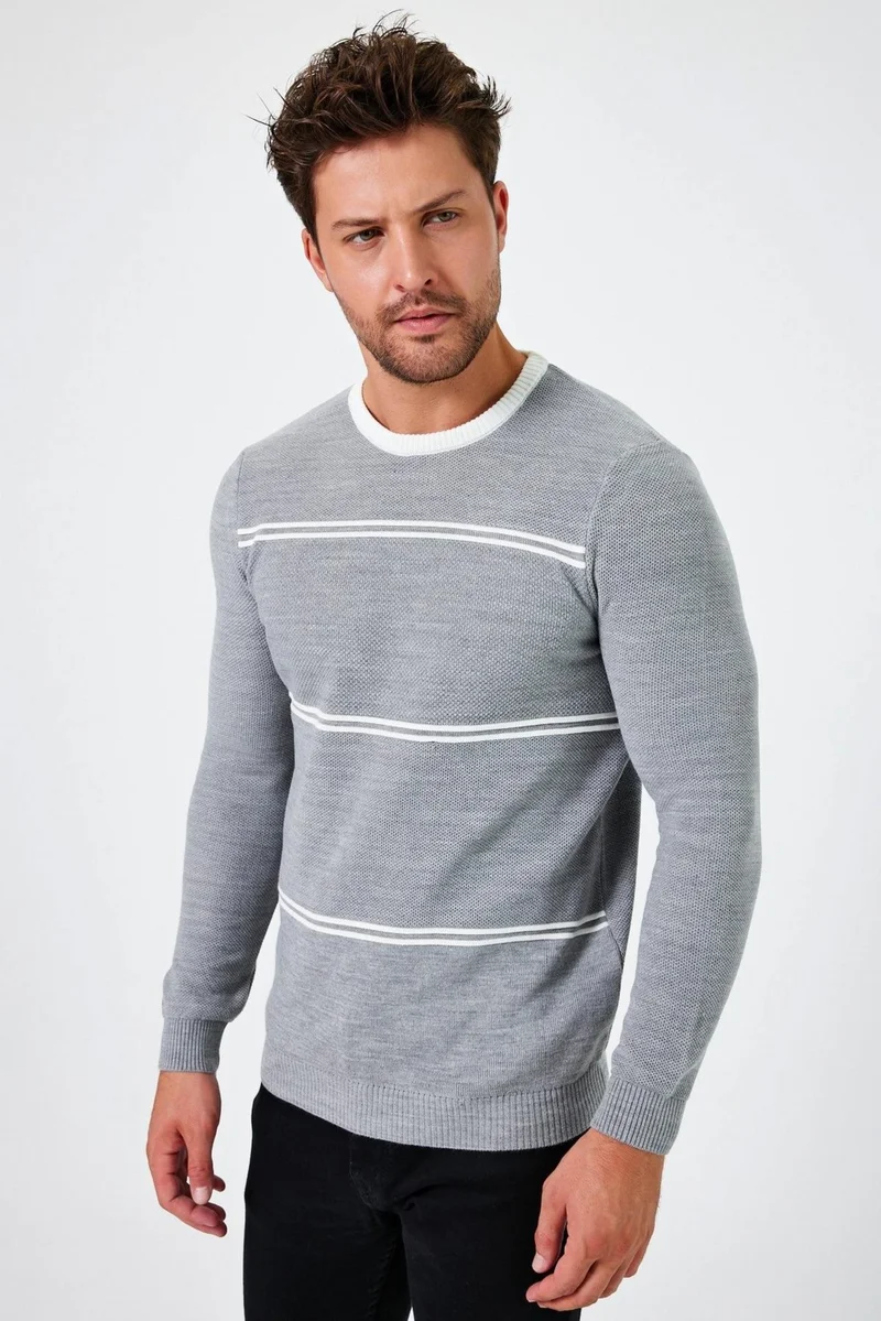 Alexander Gardi Alexandergardı Crew Neck Striped Regular Fit Sweater (E24-EZE-04)