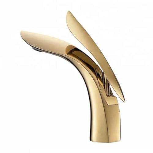 ALTON Accenture ACT21015 Brass Single Lever Basin Mixer, Golden, Golden Finish - Image 1