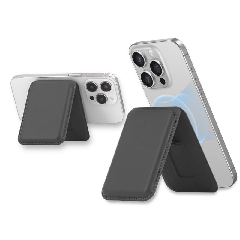 ClickCase Magnetic Wallet with Video Stand, Compatible with MagSafe Wallet with Kickstand, Card Holder for iPhone 17/16/15/14/13/12 Series (Black) - Image 1