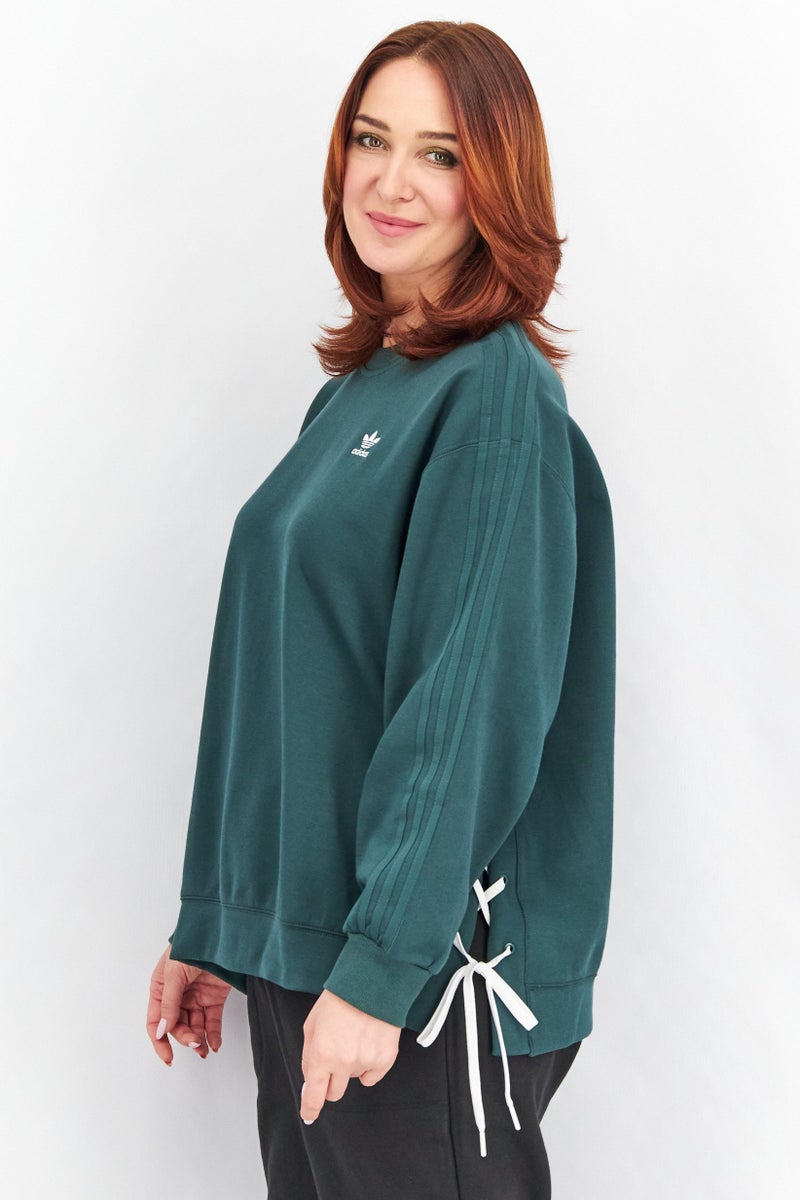 adidas Originals Women Sportswear Fit Embroidered Logo Outdoor Sweatshirts, Fern Green  - Image 2