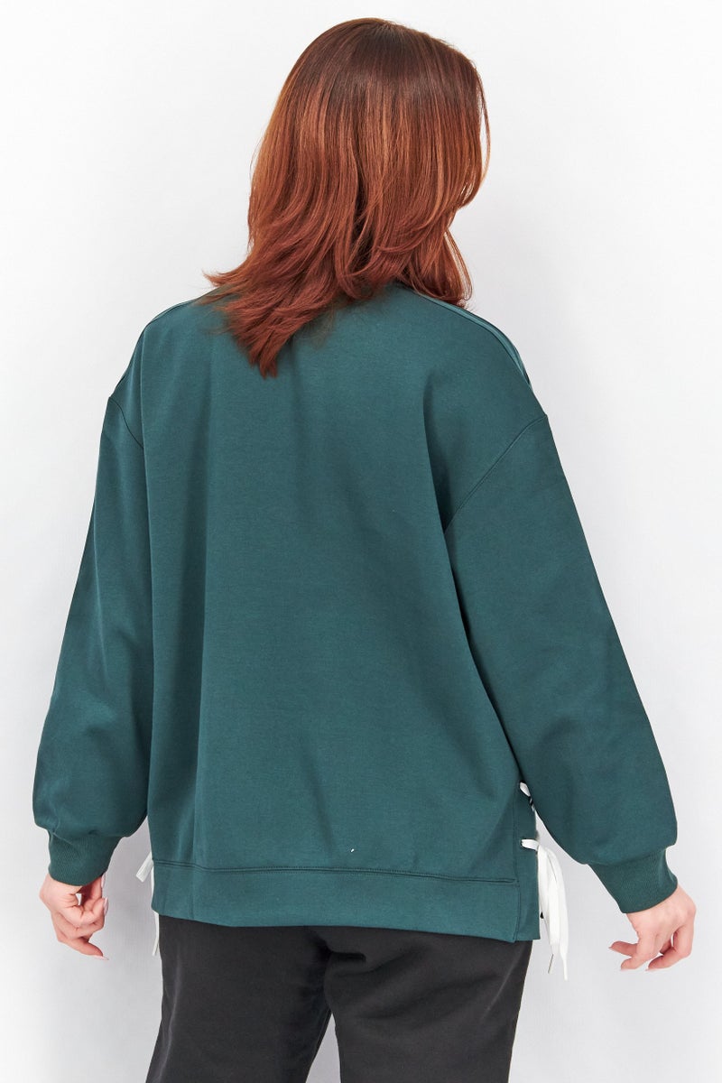 adidas Originals Women Sportswear Fit Embroidered Logo Outdoor Sweatshirts, Fern Green  - Image 3