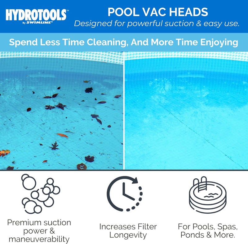 Swimline HYDROTOOLS Manual Pool Vacuum Head Attachment For Inground & Above Ground Pools |Weighted Swimming Pool Vac Head Butterfly Shape W/ Bristles| Swivel Hose 1-1/4 or 1-1/2’’|Clean Debris 8130 - Image 2