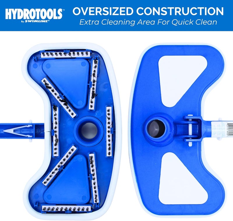 Swimline HYDROTOOLS Manual Pool Vacuum Head Attachment For Inground & Above Ground Pools |Weighted Swimming Pool Vac Head Butterfly Shape W/ Bristles| Swivel Hose 1-1/4 or 1-1/2’’|Clean Debris 8130 - Image 4