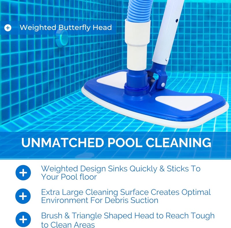 Swimline HYDROTOOLS Manual Pool Vacuum Head Attachment For Inground & Above Ground Pools |Weighted Swimming Pool Vac Head Butterfly Shape W/ Bristles| Swivel Hose 1-1/4 or 1-1/2’’|Clean Debris 8130 - Image 3