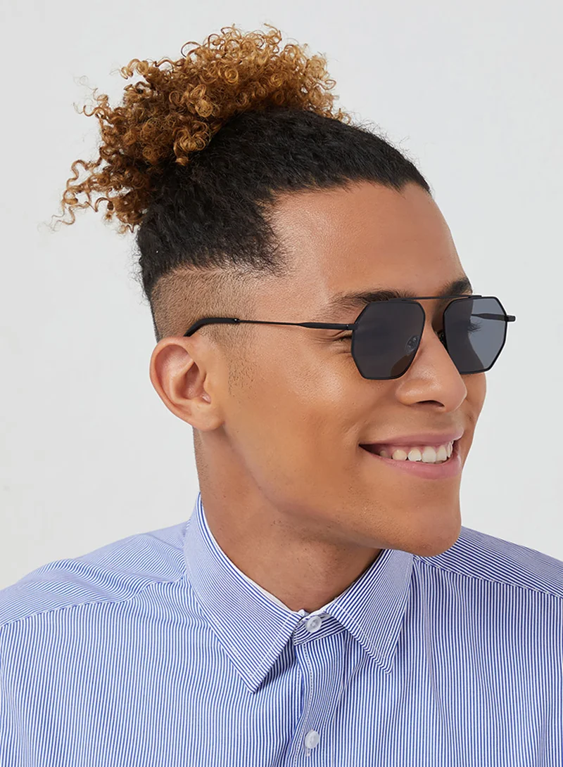 30Sundays Halcyon,Men Sunglasses, Geometric Sunglasses, UV Protection: UV400 (Black,Grey)