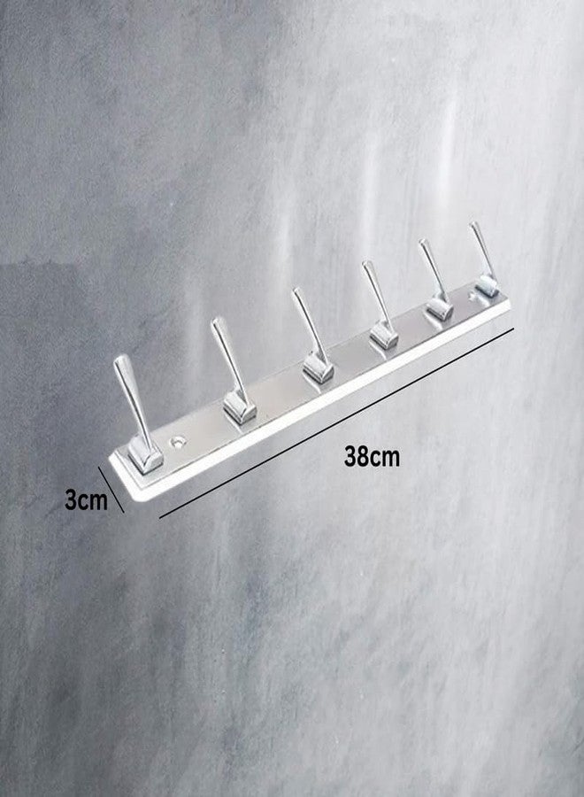 REDON Stainless Steel 6 Pin Bathroom Clothes Hanger | Hanger for Door | Clothes Wall Mounted,| Hooks Rail for Hanging Keys,Cloth,Towel, Accessories (Pack of 2) - Image 2