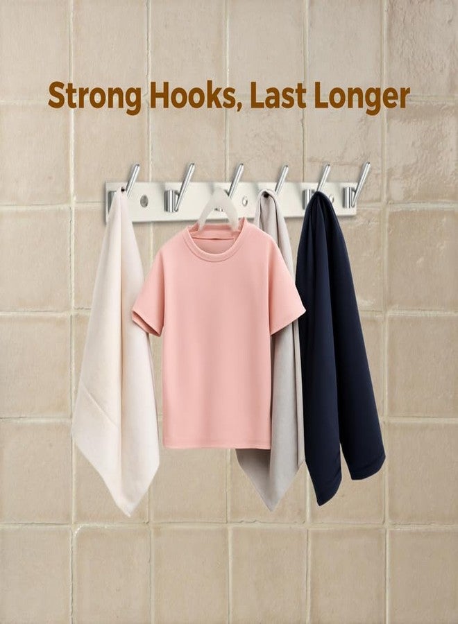 REDON Stainless Steel 6 Pin Bathroom Clothes Hanger | Hanger for Door | Clothes Wall Mounted,| Hooks Rail for Hanging Keys,Cloth,Towel, Accessories (Pack of 2) - Image 4