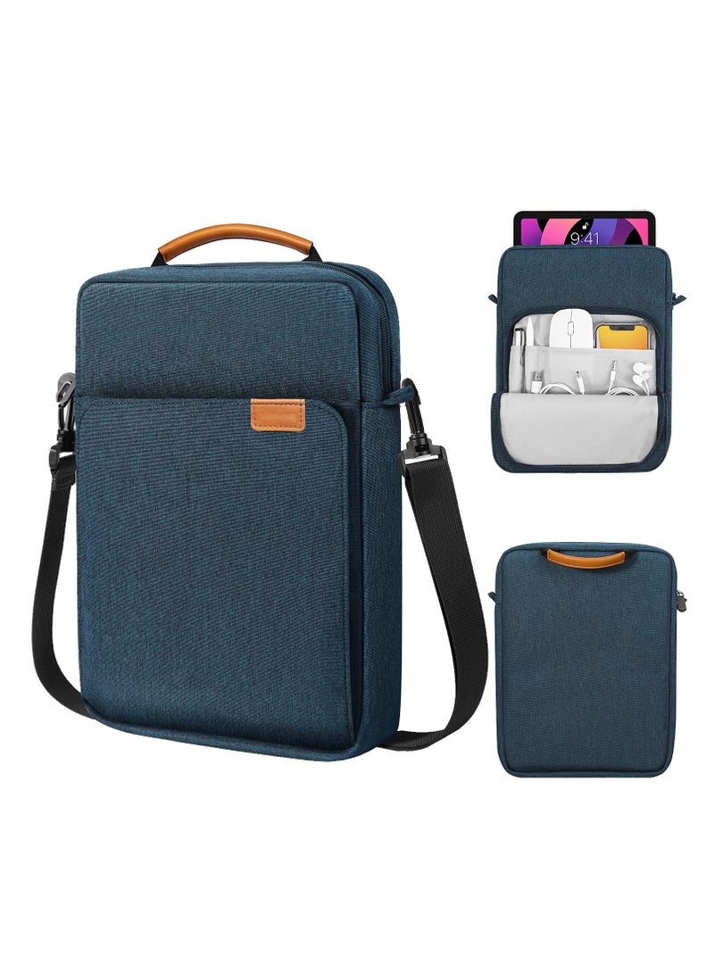 GNAFOTU 9-11 Inch Tablet Sleeve Bag, Fits for iPad air 5 10.9" 2022, iPad Pro 11 M2 2022-2018, iPad 10th 10.9, Air 4 10.9, Tab S8 2022, Handle Carrying Case with Shoulder Strap, Dark Blue  - Image 1