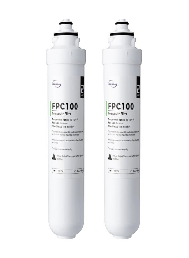 فلتر مياه iSpring FPC100X2 لنظام التناضح العكسي RCD100، فلتر مركب، يدوم حتى 6 أشهر، قطعتان