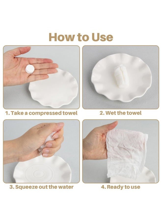 RAQEHO 100 Compressed Towel Tablets - Disposable Face Towel Washcloths Travel Towel Fast Drying Lightweight for Adult Camping Hiking Facial Mini Makeup Wipe Coin Tissues Travel Hotel Cleaning Supplies - Image 5