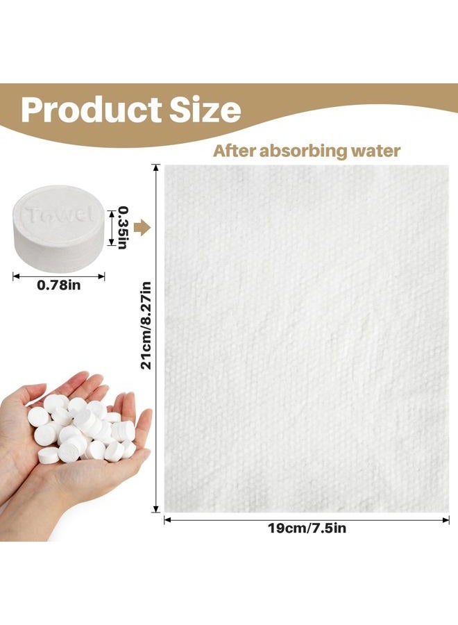RAQEHO 100 Compressed Towel Tablets - Disposable Face Towel Washcloths Travel Towel Fast Drying Lightweight for Adult Camping Hiking Facial Mini Makeup Wipe Coin Tissues Travel Hotel Cleaning Supplies - Image 2