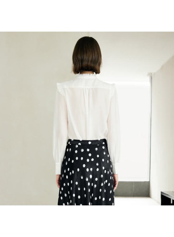 Yanyee Elegant French Style Women's Blouse Early Autumn Long Sleeve Shirt Lace Stand Collar White Shirt Wine Red Xl/42 - Image 3