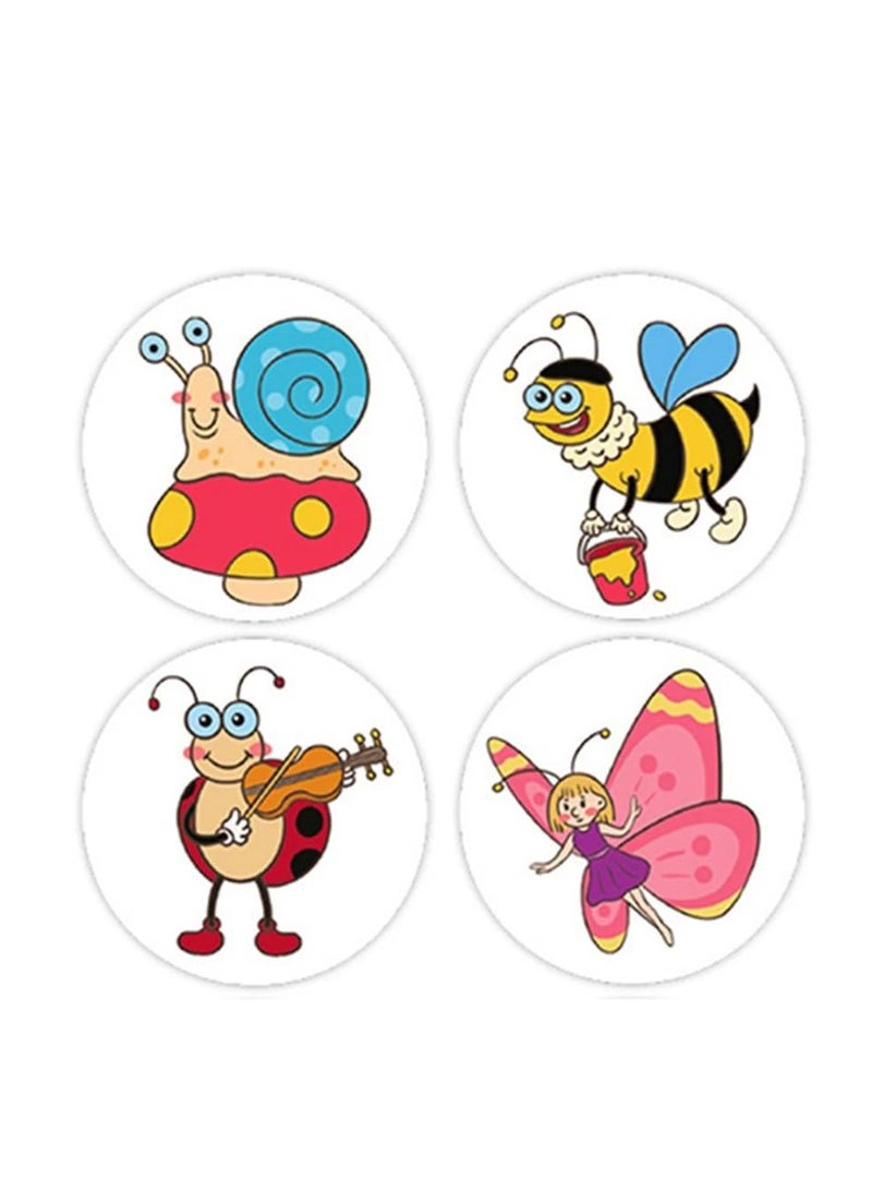 قوس قزح أورينبو 500 قطعة ملصقات كرتونية لطيفة للأطفال، لفة 1 بوصة/2.5 سم، ملصقات مكافأة وتشجيع للأطفال، ملصقات تغليف وختم، ملصقات لاصقة لسجلات القصاصات لتزيين هدايا حفلات العطلات، 8 تصاميم - Image 2