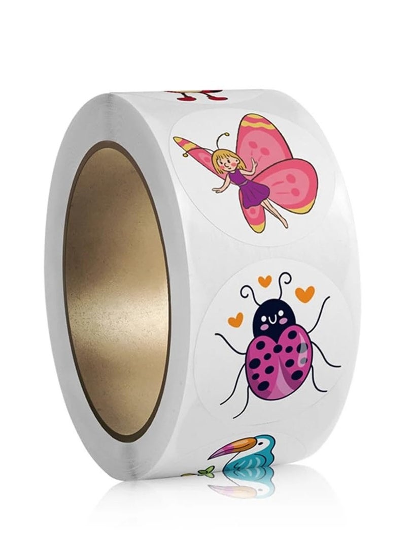 قوس قزح أورينبو 500 قطعة ملصقات كرتونية لطيفة للأطفال، لفة 1 بوصة/2.5 سم، ملصقات مكافأة وتشجيع للأطفال، ملصقات تغليف وختم، ملصقات لاصقة لسجلات القصاصات لتزيين هدايا حفلات العطلات، 8 تصاميم - Image 4