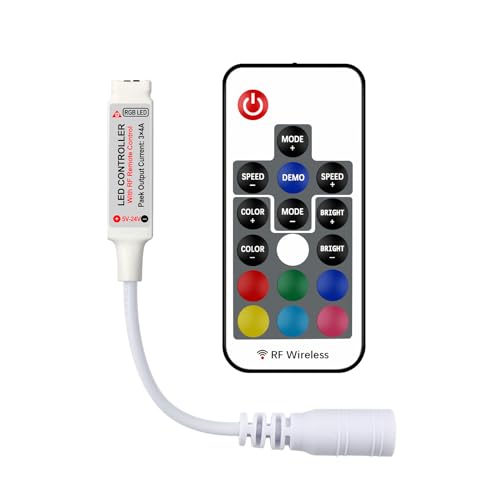 RGBZONE RF Wireless Remote LED Controller, DC 5V/12V/24V for 5050 3528 5630 LED Strip Lights, Mini 4-Pin RF LED Controller - Image 1