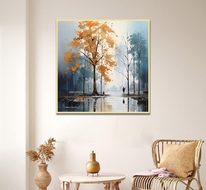 ماركتنا لوحة قماشة بتصميم طبيعة مع برواز مجوف بمقاس 50×50 سم - Image 2