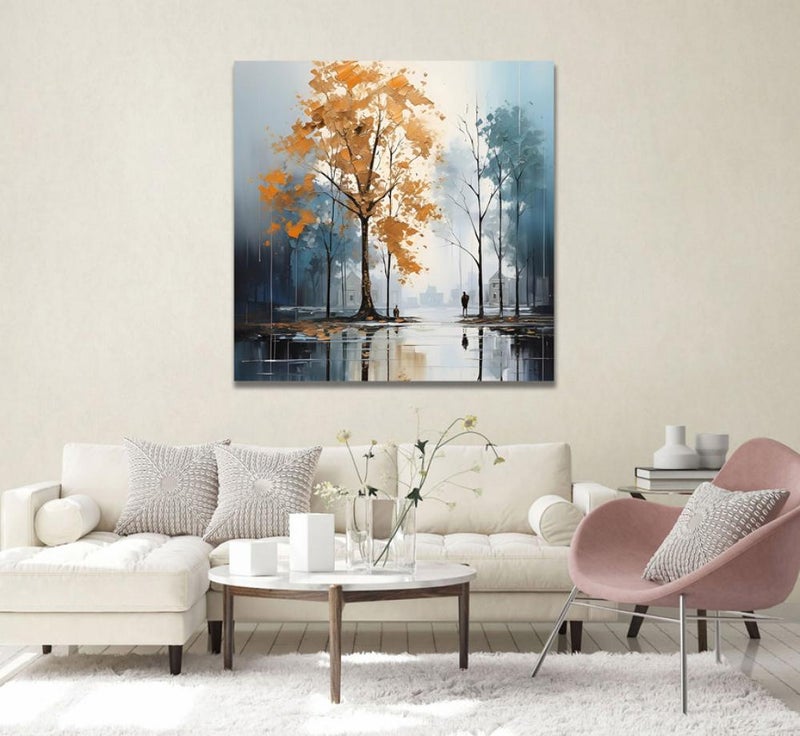 ماركتنا لوحة قماشة بتصميم طبيعة مع برواز مجوف بمقاس 50×50 سم - Image 1